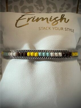 New ERIMISH Bracelet - 17.25 cm Magnetic Closure - Purple, Teal, Yellow &
White